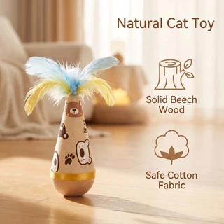 ตุ๊กตาล้มลุกแมว ของเล่นแมว กัดได้ แก้เบื่อสำหรับน้องแมว ลูกบอลล้มลุก ประดับขนนก