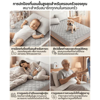 QM ผ้ารองกันเปื้อนที่นอน ผ้านุ่ม 6ฟุต/5/3.5/3ฟุต 100%ผ้ากันน้ำ กันไรฝุ่น ไม่อับชื้น Mattress Protectors