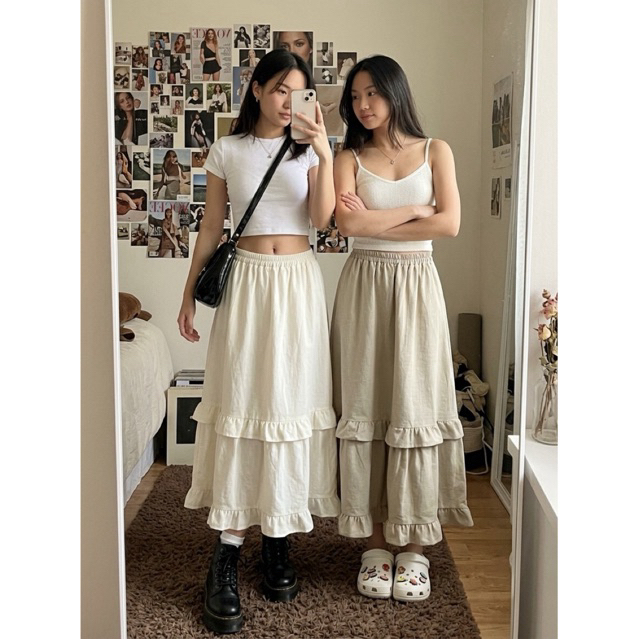 Two Layer Skirt กระโปรงผ้าฝ้ายระบาย 2 ชั้น