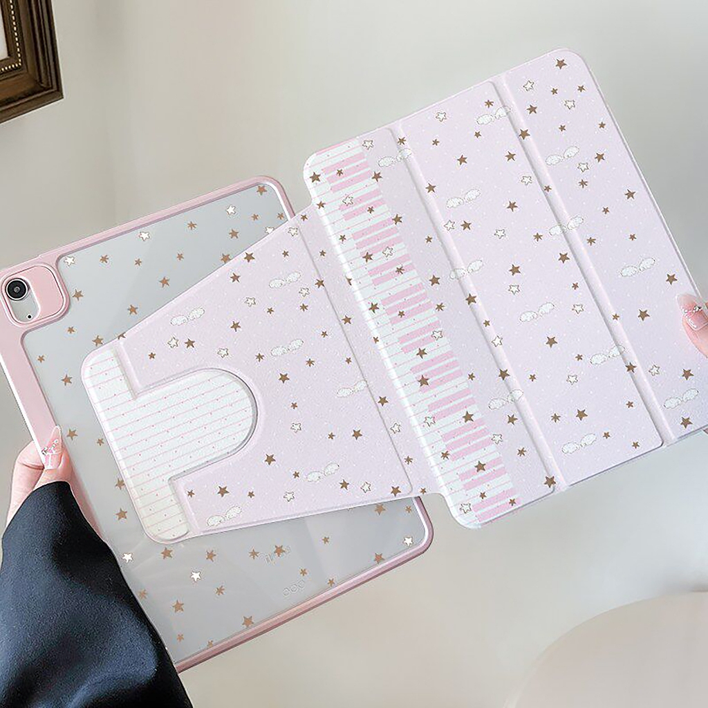 ⚡พร้อมส่ง⚡เคสไอแพด Air7 Gen12 Air8 Gen11 ที่ใส่ปากกา Starเปียโน เคสiPadหมุน 360° Air6 Gen10 Pro11/13