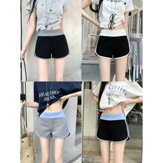 กางเกงเอวพับ กางเกงขาสั้น สีพื้น สาวฮอตต้องมี โปร่งสบาย ไม่อึดอัด#0359