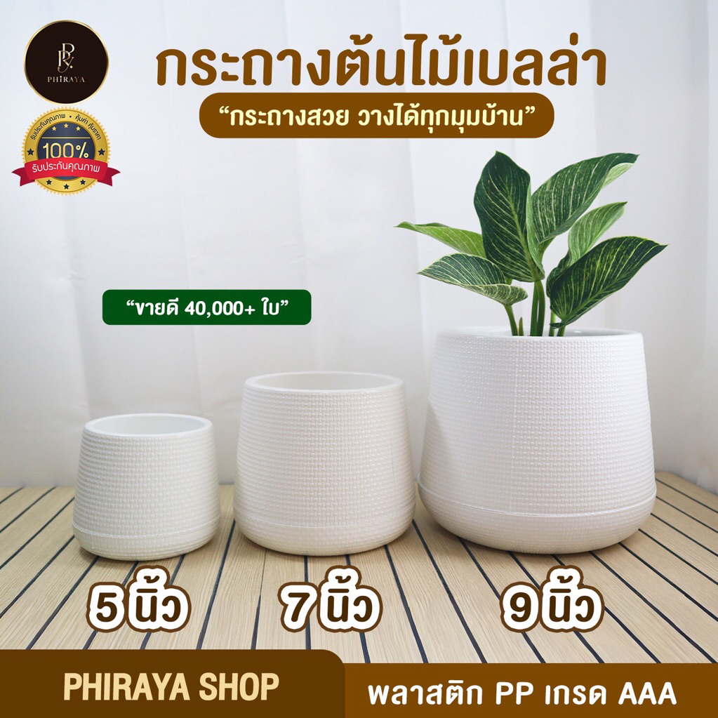 กระถางเบลล่า สไตล์มินิมอล ขนาด 5 นิ้ว 7 นิ้ว  9 นิ้ว พลาสติก PP เกรด AAA สีละมุน พร้อมจานรองทุกใบ