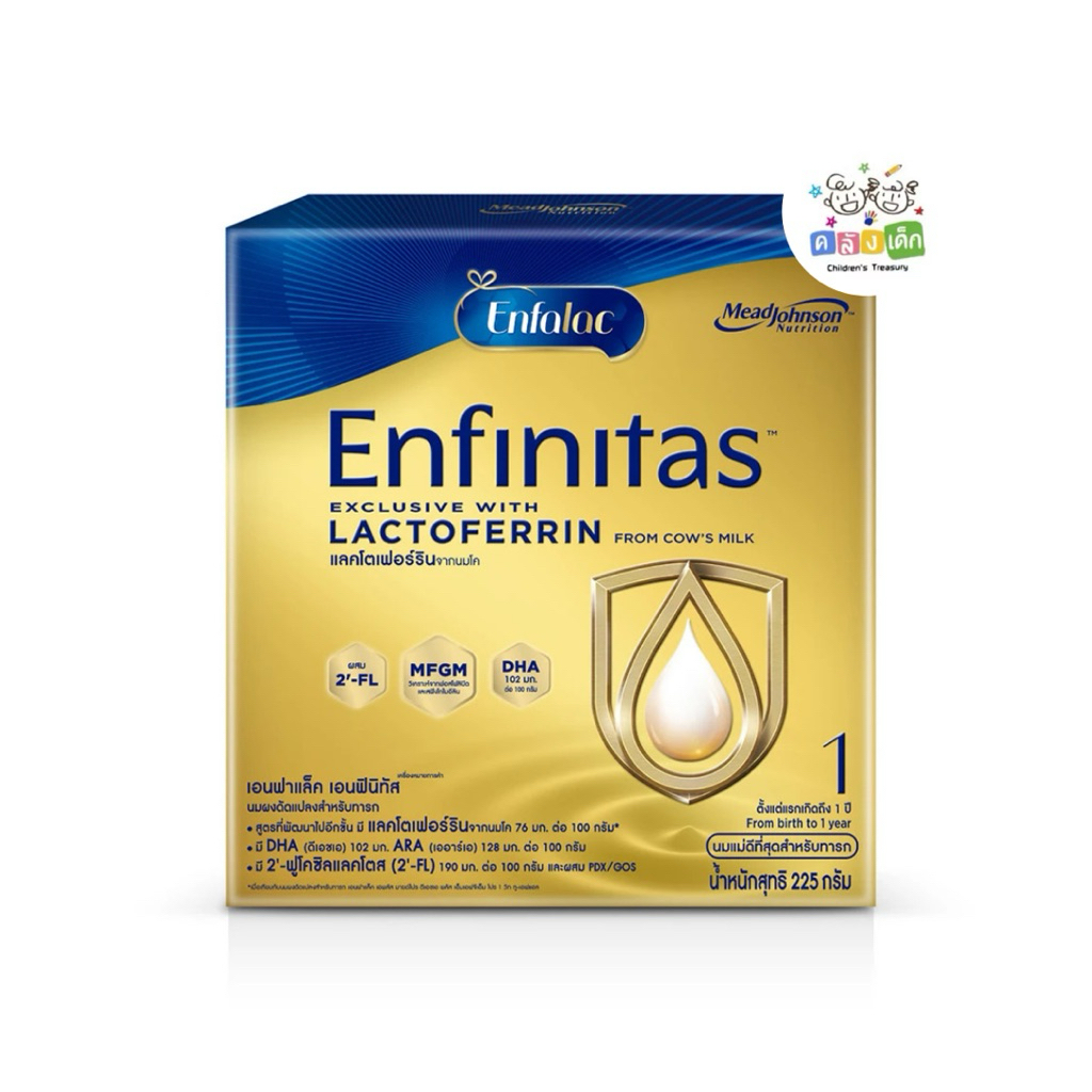 Enfalac enfinitas เอนฟาแล็ค เอนฟินิทัส สูตร1 225กรัม นมผงดัดแปลงสำหรับทารก