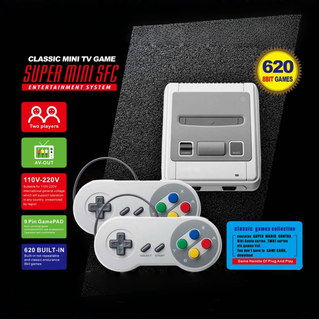 เครื่อง SNES Station เกมส์ย้อนยุค สมัยยุค90 8 bit เกมส์กด 620 Games In 1 Mini SNES TV
