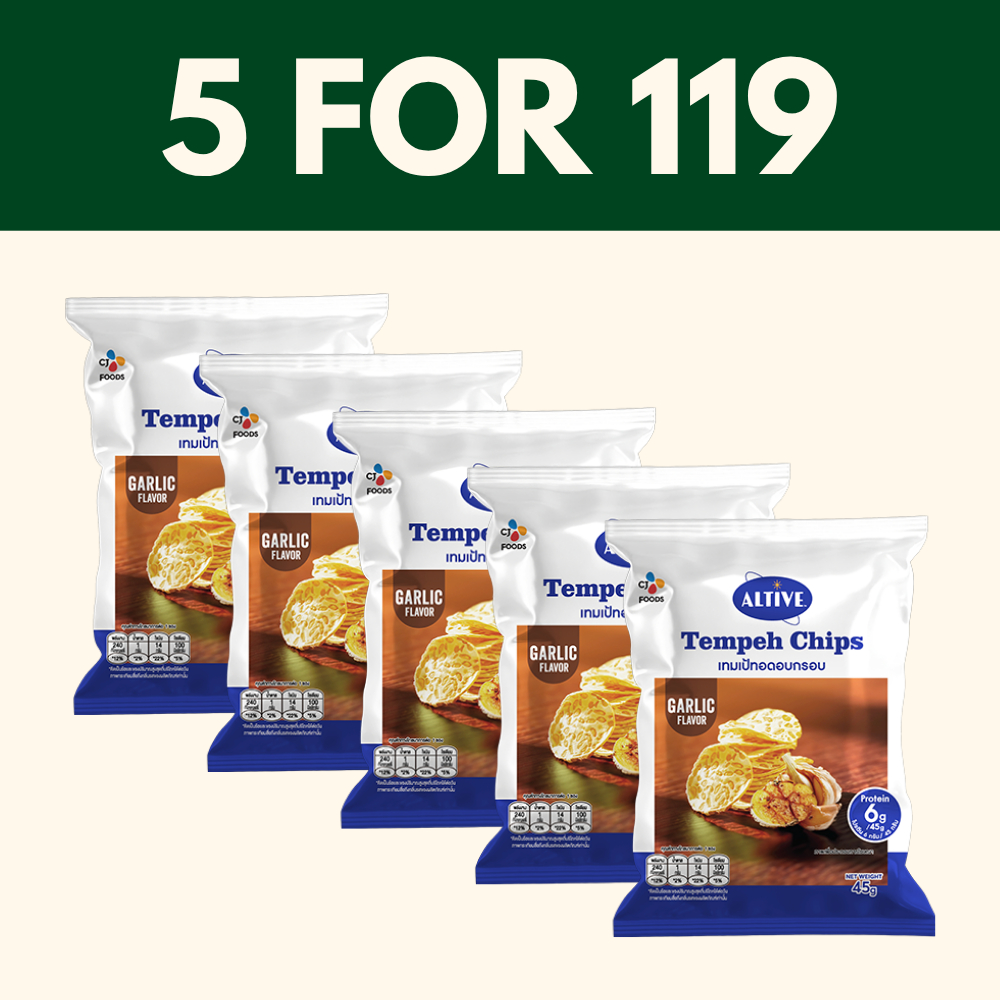 [ 5ซอง 119 บาทเท่านั้น ] เทมเป้ มันฝรั่งอบกรอบ Altive Temphe garlic รสกระเทียม 5 ซอง 119 บาท ขนาด 45กรัม