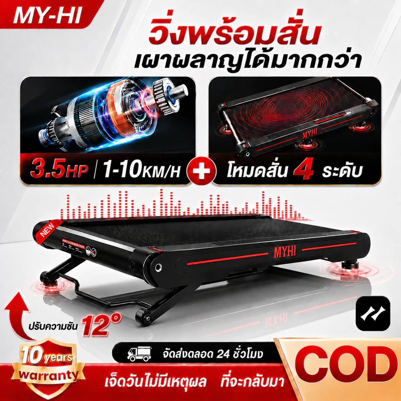 ลู่วิ่งไฟฟ้า ลู่วิ่ง 3.5HP P2 Treadmill ลู่วิ่งสั่นสะเทือนพร้อมปรับความชัน ฟังก์ชันสั่นสะเทือน 4 ระดับ การยกขั้น 2