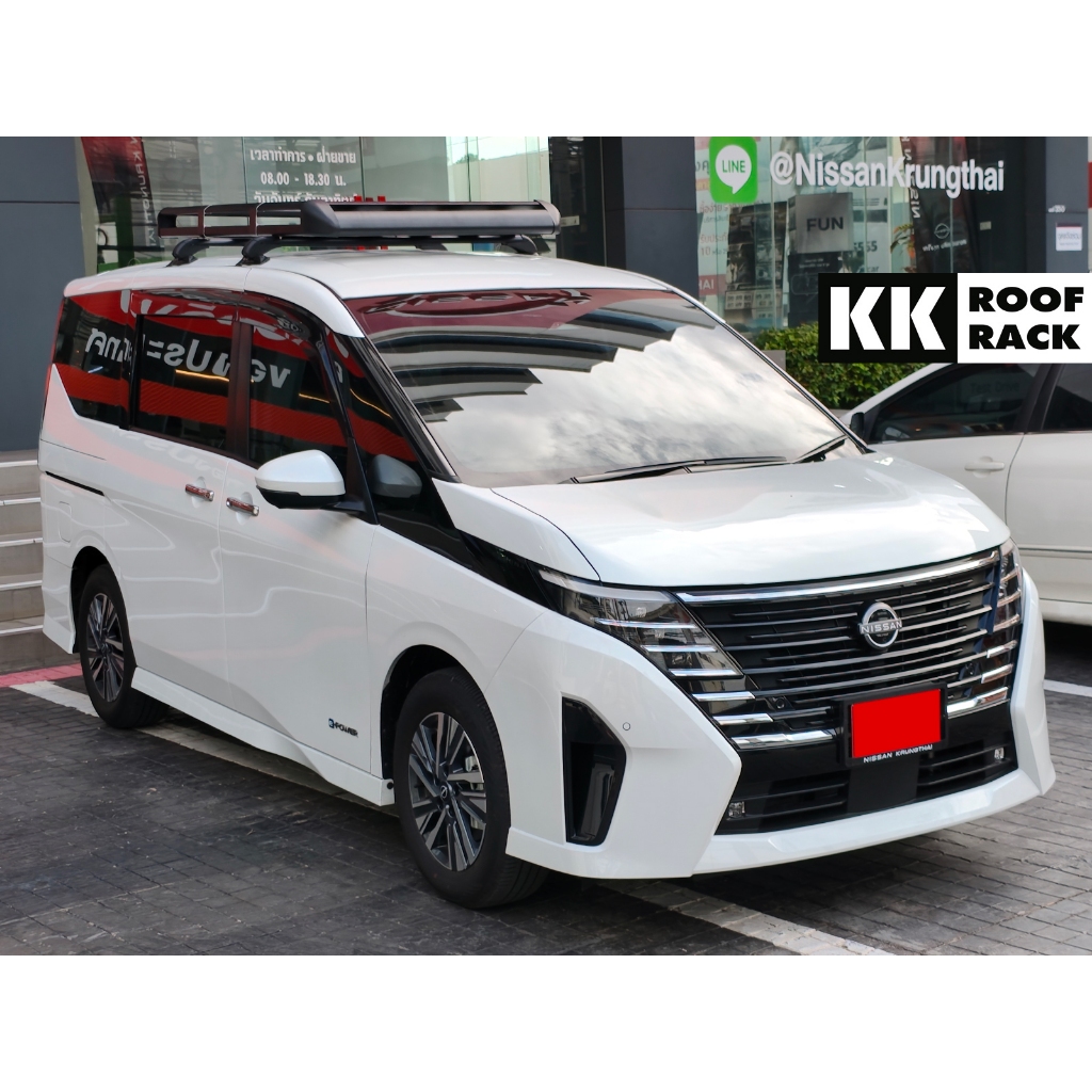 แร็คหลังคา ถาดอลูมิเนียม Nissan Serena C27 C28 สีดำ ไม่เจาะ ของใหม่ [B1-0L]