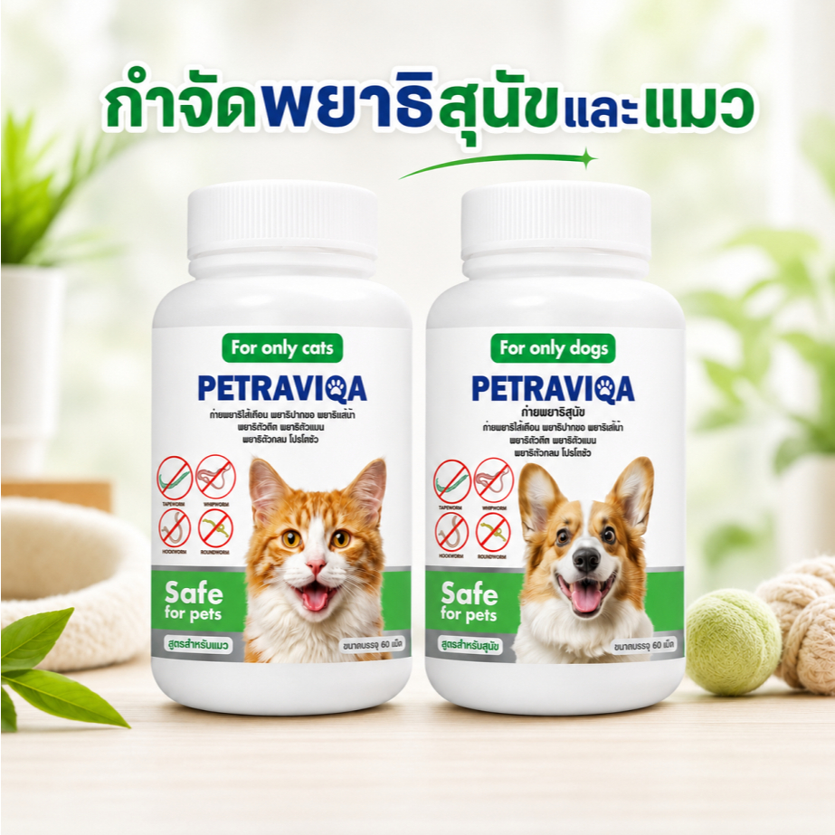 Virapet เสริมอาหารสุนัข ถ่ายพยาธิสุนัข ปรสิตภายใน หมาผอม เบื่ออาหาร ขนร่วง เสริมภูมิสัตว์เลี้ยง