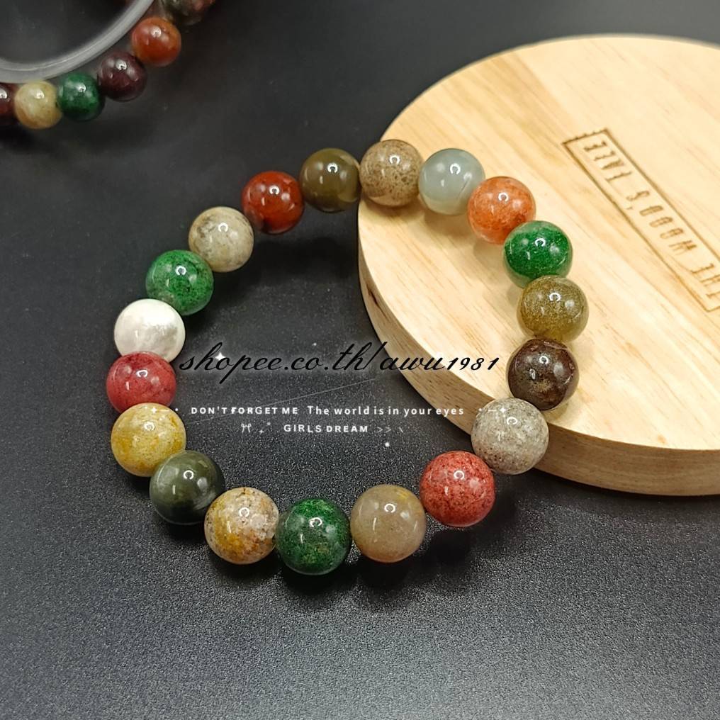 กำไลข้อมือหิน โป่งข่ามห้าสี "หินที่ดึงดูดทรัพย์สิน"(Phantom Quartz)