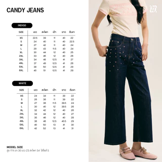 [พร้อมส่ง] CHUUCHOP - (XS-6XL) Candy Jeans กางเกงยีนส์ขากระบอกกลาง ดีเทลติดเพชร เก็บสัดส่วนดี (C8570)