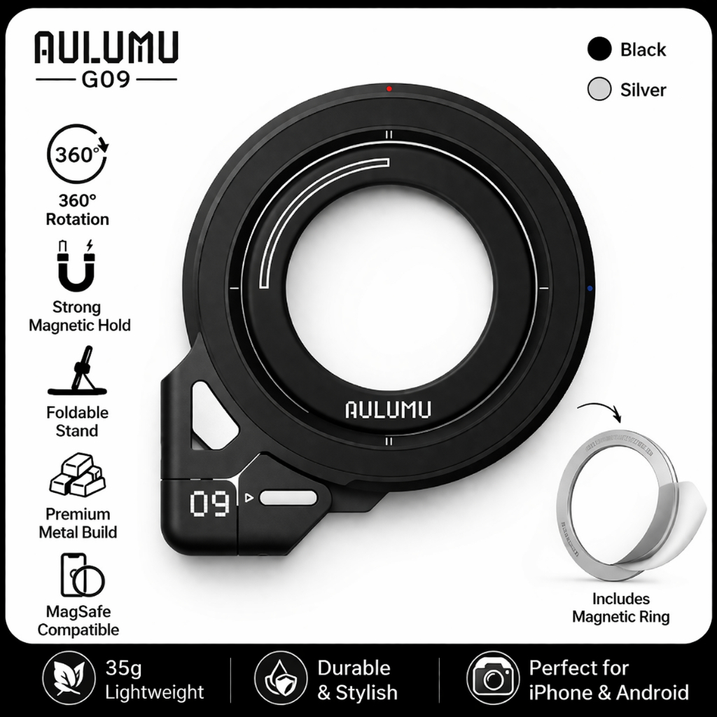 [พร้อมส่งด่วน] AULUMU G09 360องศา magnetic stand & grip ขาตั้ง Smartphone แบบแม่เหล็ก