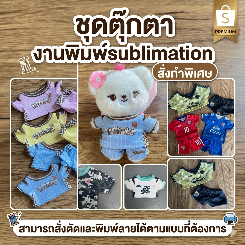 🍦ชุดตุ๊กตา สั่งตัดได้ 🍦ชุดตุ๊กตา พิมพ์ลายผ้า สั่งตัดและพิมพ์ลายได้ตามต้องการ (มีทุกขนาด)