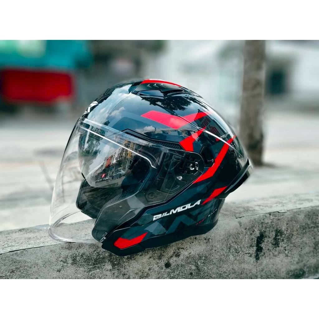 หมวกกันน็อคแบบเปิดหน้า Bilmola AR JET มีแว่นกันแดดด้านใน (ลาย NITRO)