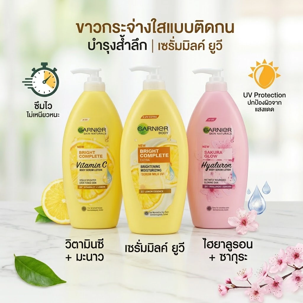 การ์นิเย่ บอดี้เซรั่มโลชั่น 400มล ซากุระไวท์ / ไบรท์คอมพลีท