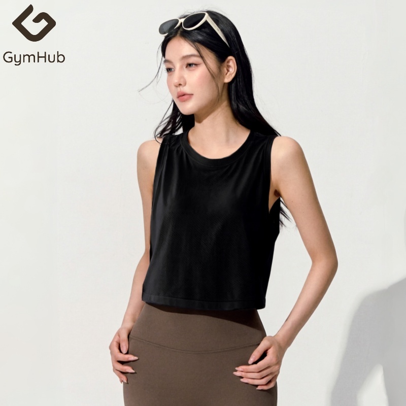GymHub เสื้อกล้ามโยคะผ้าเร็วแห้ง คอกลม ผ้าบางเบา สไตล์เสื้อครอป สำหรับเล่นพิลาทิส วิ่ง เทรนนิ่ง