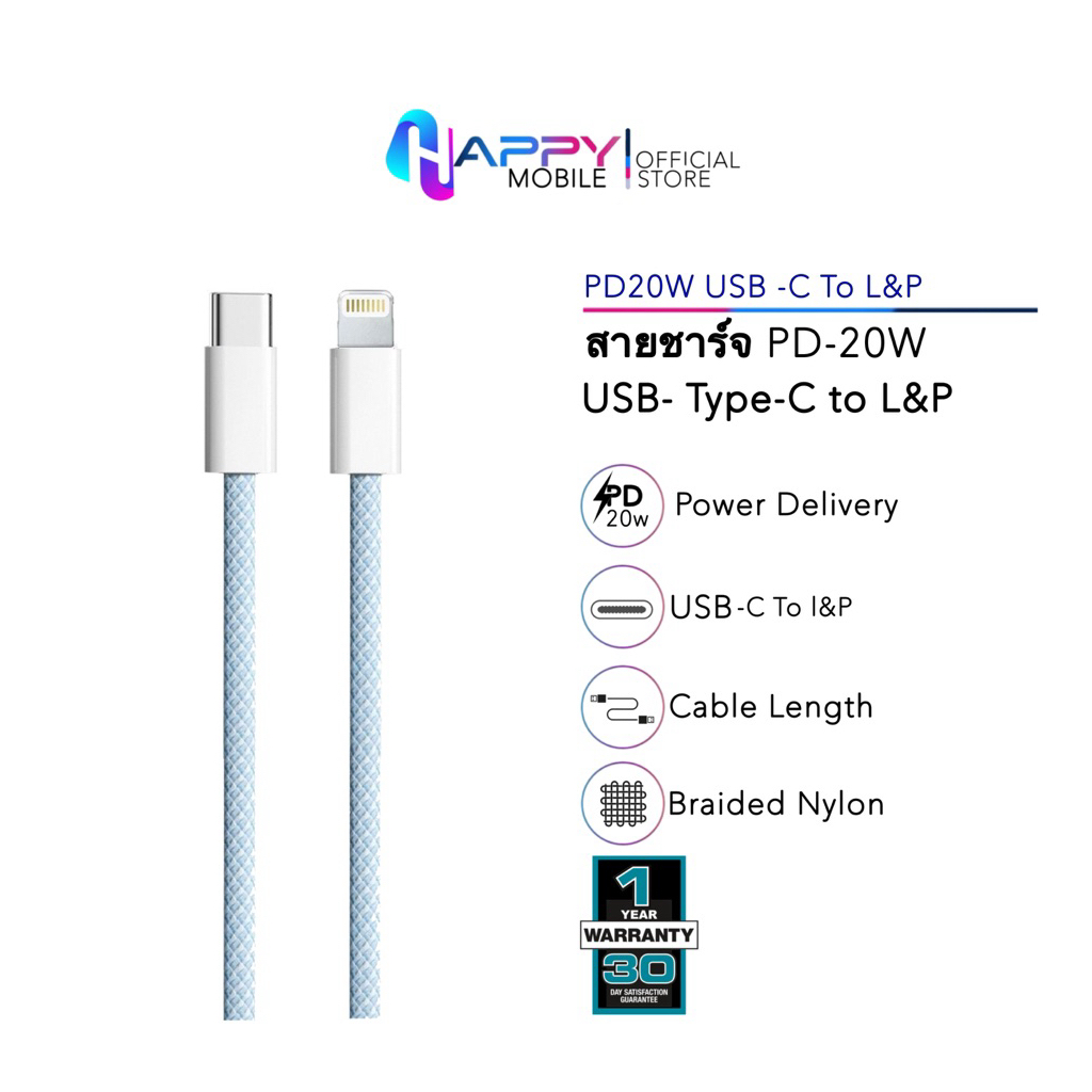สายชาร์จเร็ว PD20W/30W สายชาร์จ รองรับ iPhone 11 12pro iPhone13 14promax