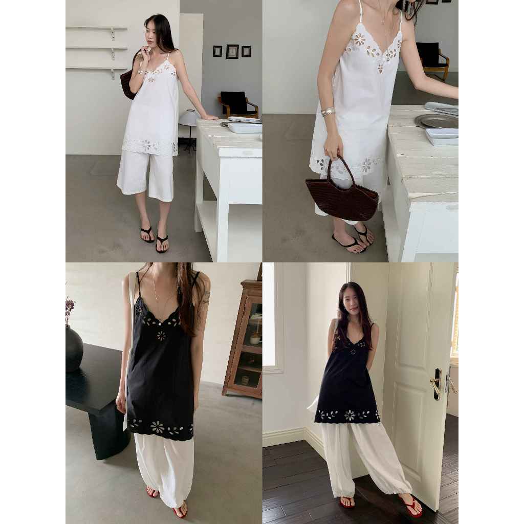 INBYIN - มินิเดรสดีเทลฉลุลูกไม้ DAILY EYELET MINI DRESS -I3700