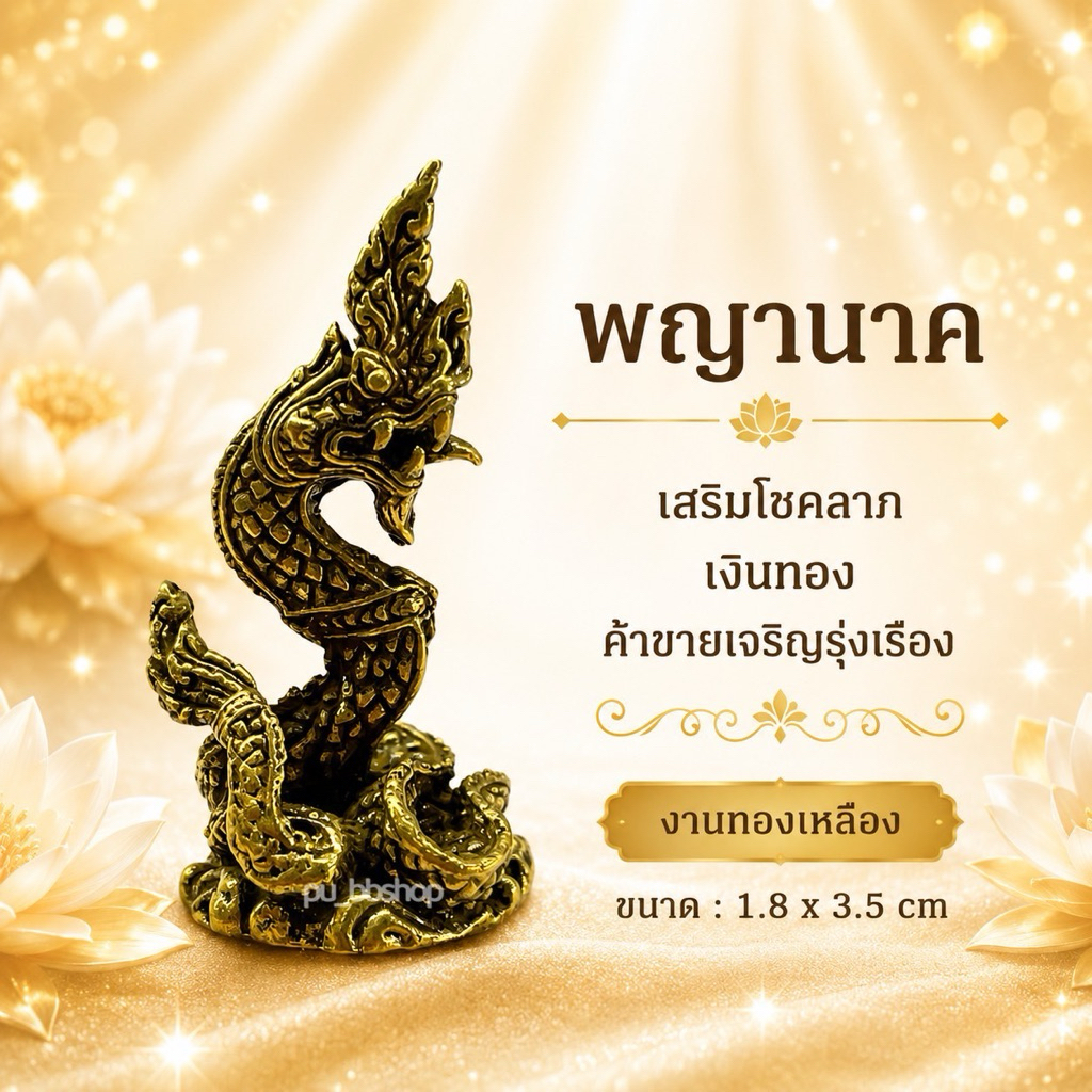 พญานาค งานทองเหลือง ขนาด 1.8*3.5 cm.