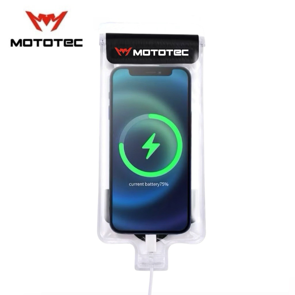 MOTOTEC MT-WP05 Plus ซองกันน้ำใส่โทรศัพท์มือถือแบบมีช่องชาร์จ สำหรับใช้กับที่จับมือถือมอเตอร์ไซค์ พร้อมที่ห้อยคอ