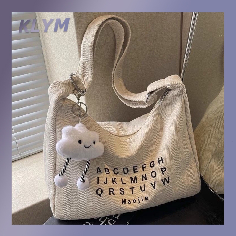 KLYM #TL004 กระเป๋าผ้าใบผู้หญิง 2026 แฟชั่นใหม่ฤดูใบไม้ร่วงฤดูหนาวที่เรียบง่ายร้อยชิ้นความจุขนาดใหญ่กระเป๋าสะพายไหล่เดิน