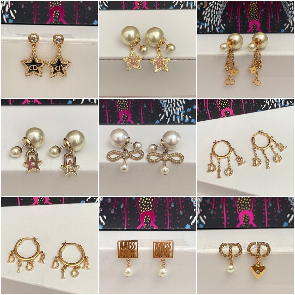 🔥พร้อมส่ง🔥New Dior Earrings ของแท้💯 🥐อุปกรณ์ ถุงผ้า การ์ด ถุงกระดาษ