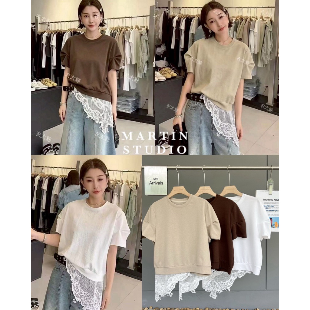 เสื้อแขนสั้น ดีเทบแขนเย็บแบบมีเลเยอร์