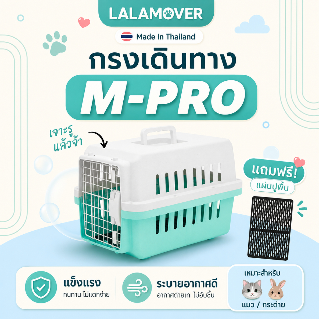กรงเดินทางสัตว์เลี้ยง ไซส์M รุ่นโปร ใหม่ล่าสุด แถมแผ่นปูพื้นทุกรุ่น