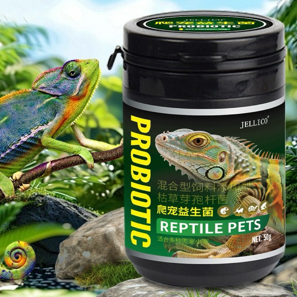 JELLICO Reptile Probiotics โปรไบโอติก 50g สำหรับสัตว์เลื้อยคลาน เต่าบก อีกัวน่า กิ้งก่า คาเมเลียน ตุ๊กแก