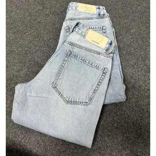 Str Straight Jeans กางเกงยีนส์สีฟอก เอวสูง สีสวย งานสวย
