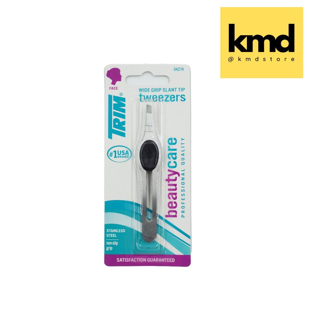TRIM Beauty Care /Wide Grip Slant Tip แหนบถอนขน แหนบปากเฉียง แสตนเลส ที่จับแบบใหม่ จับถนัดมือ USA