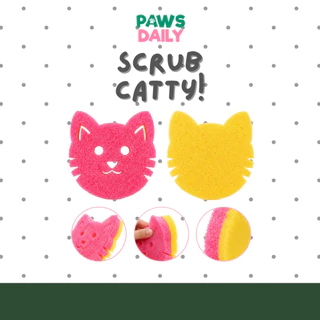PAWSDAILY ฟองน้ำล้างจานรูปแมว ฟองน้ำล้างจานเปลี่ยนอุณหภูมิ ฟองน้ำขัดจาน