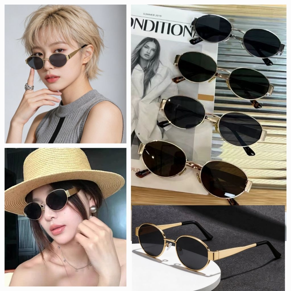 แว่นกันแดดทรงกลม Vintage Luxury แว่นแฟนชั่น UV400 กรอบโลหะ แว่นกันแดดสไตล์ยุโรป-เกาหลี รุ่น Round Milano Classico สุดฮิต