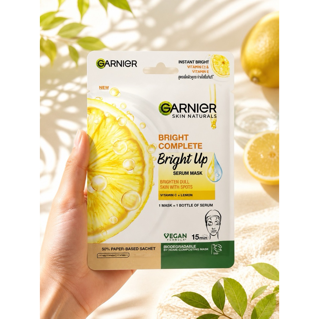 มาส์กหน้า Garnier Skin Naturals 1แผ่น (สีขาว)เซรั่ม บำรุงผิวหน้าให้ชุ่มชื้น