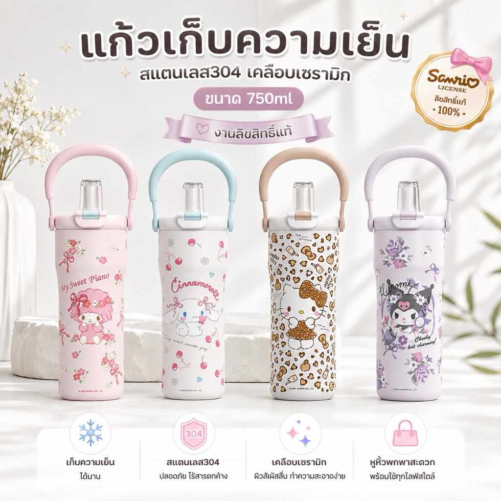 แก้วเก็บความเย็น แก้วสแตนเลส304 เคลือบเซรามิก
