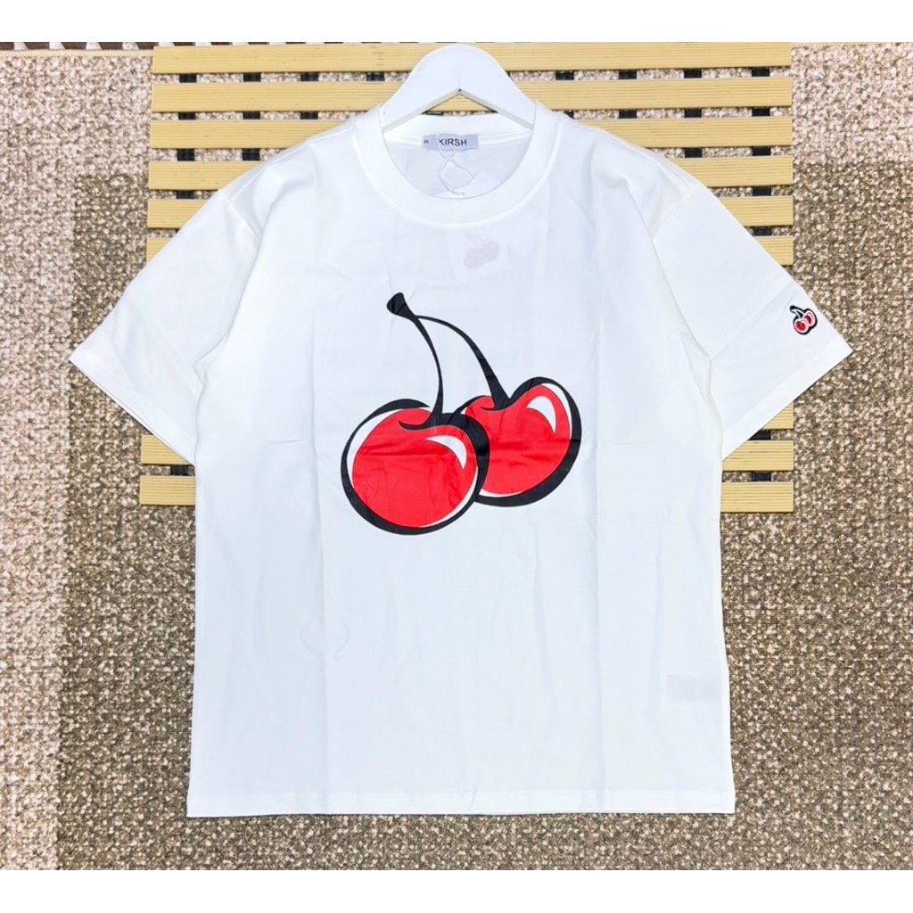 พร้อมส่ง เสื้อ Kirsh Big Cherry T-Shirt เสื้อยืดเกาหลี เสื้อยืดผู้หญิง สกรีนลายเชอร์รี่ ผ้าคอตตอน ใส