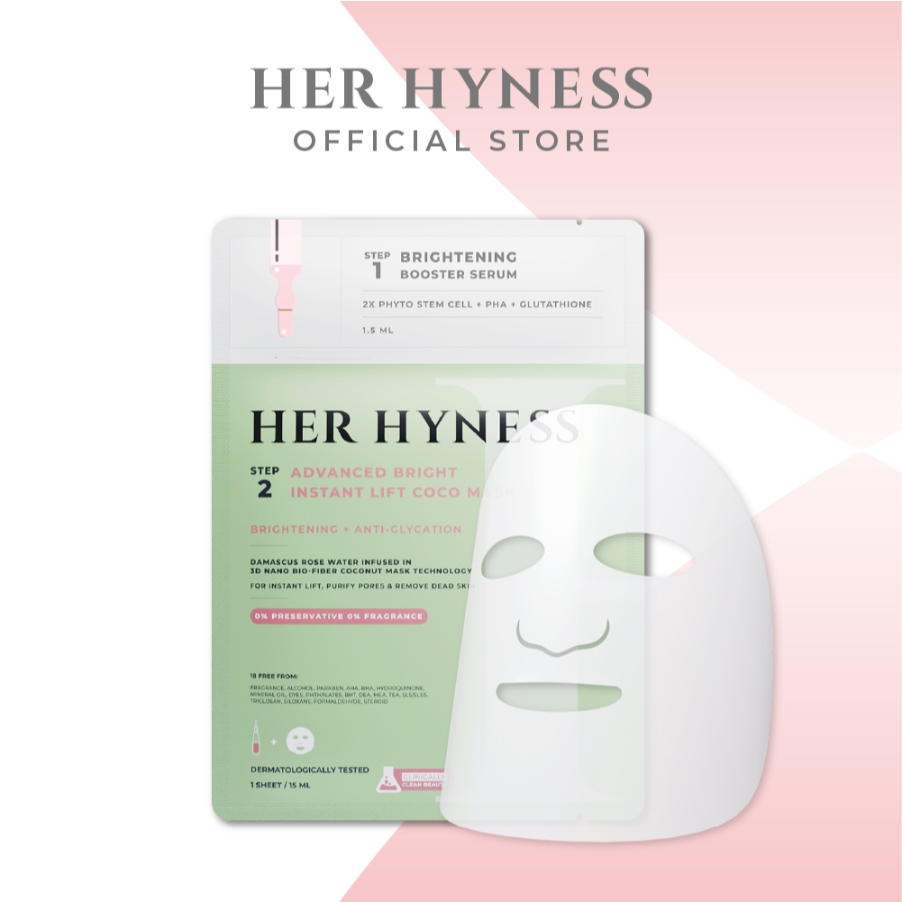 HER HYNESS ADVANCED BRIGHT INSTANT LIFT COCO MASK SHEETS ไบร์ท โคโค่ มาส์ก แผ่น