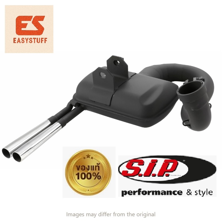 ท่อ SIP ROAD 2.0 ปลายคู่ สีดำ สำหรับ Vespa 200 Rally/​P200E/​PX200 E/​Lusso/​'98/​MY/​Cosa 1 200