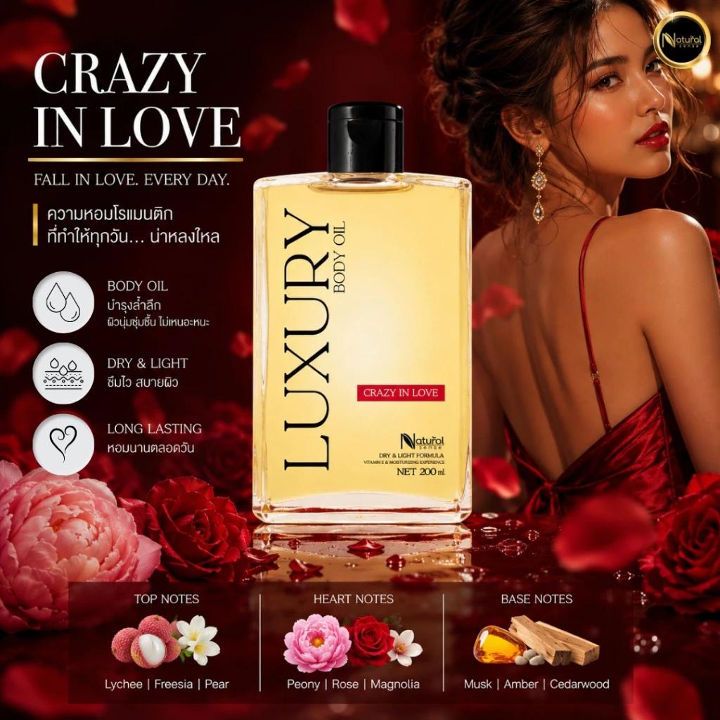Luxury Body Oil ออยล์บำรุงผิวซึมไว วิตามินอีเข้มข้น บำรุงผิว กลิ่นหอมติดผิว (100ml/200ml) thumbnail 4