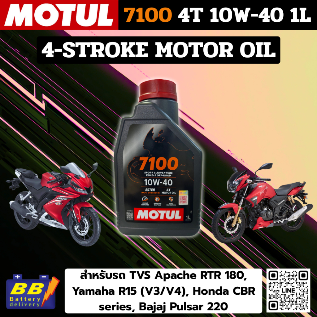 น้ำมันเครื่อง MOTUL 7100 4T 10W40 ยกลัง 12 ขวด น้ำมันเครื่องสังเคราะห์แท้ ของใหม่ 100%