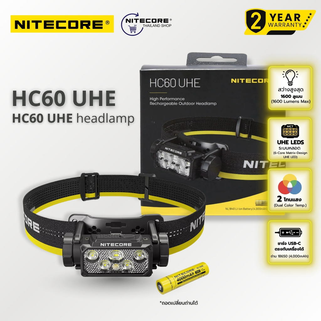 ไฟฉายคาดหัว NITECORE HC60 UHE ความสว่าง 1600 Lumens