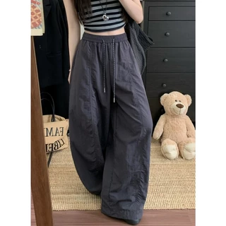 [Trendy solid color wide leg pants]เวอร์ชั่นเกาหลีเทรนด์ผู้หญิงสีทึบกีฬาลำลองกางเกงขากว้าง
