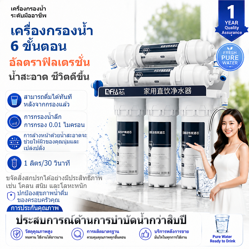 เครื่องกรองน้ำ 6 ขั้นตอน ห้องครัว ห้องน้ำ ห้องสุขา