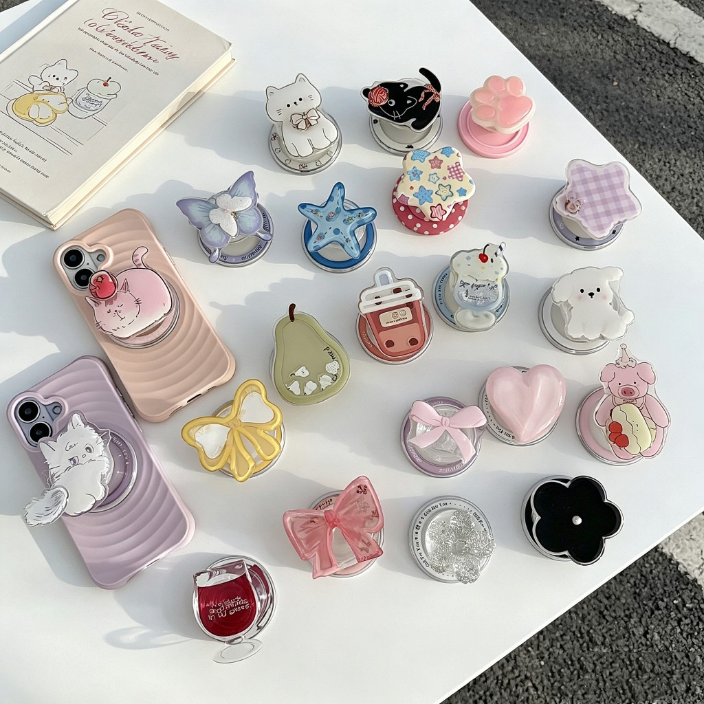Pop up  กิ๊บต๊อก ลายการ์ตูด แหวนติดหลังโทรศัพท์ แม่เหล็กดูดแน่น