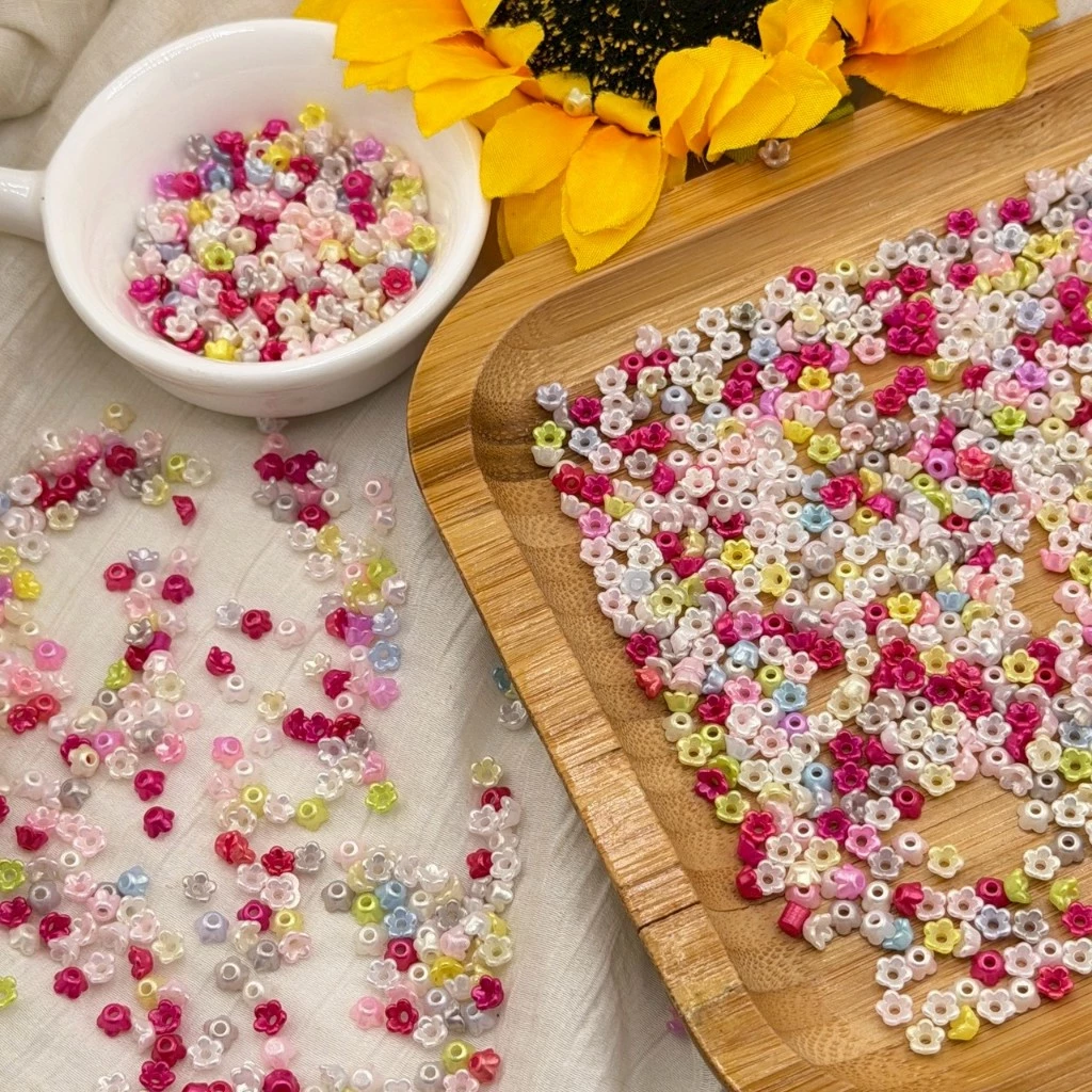 (มีส่งด่วน)ลูกปัดดอกไม้ใสจิ๋ว 100/200/400 ชิ้น 4-8 มิล(เล็กมาก) Mini Blossom Yellow