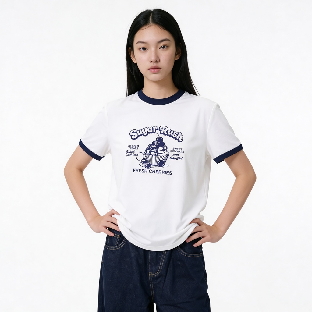 SKIP CLUB เสื้อทีเชิ้ต Relaxed Fit ผู้หญิง สีขาว | Relaxed Fit T- shirt | 00003
