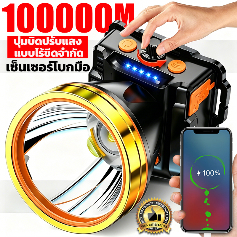 หมุนสวิตช์ปรับแสงไฟฉายคาดหัวแท้ledไฟคาดหัวแรงสูง สว่างมาก ปรับมุมและซูมได้ ไฟสายคาดหัว ไฟส่องกบ ไฟส่องสัตว์ ไฟฉานคาดหัว