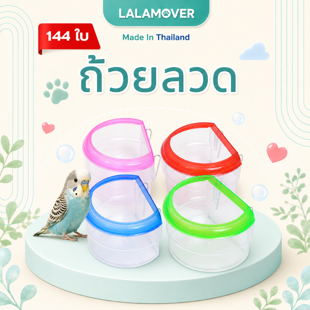 lalamover ถ้วยลวดสำหรับใส่อาหารนก ยกลัง144ใบ