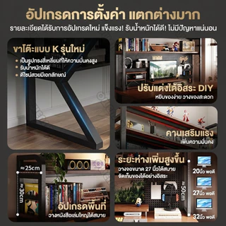 Owens💥โต๊ะทำงาน โต๊ะคอมพิวเตอร์ diy pegboard+ชั้นวางหนังสือบนโต๊ะ ขาโต๊ะเสริมรูปตัว K มีช่องเก็บสายในตัว ติดตั้งง่ายDesk