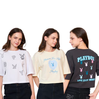 PLAYBOY 06PB เสื้อCRO เสื้อผ้าผู้หญิง/เสื้อ/เสื้อยืดสีขาว รุ่น P1WT265TF021WH P1WT265TF037CR P1WT265TF038GY