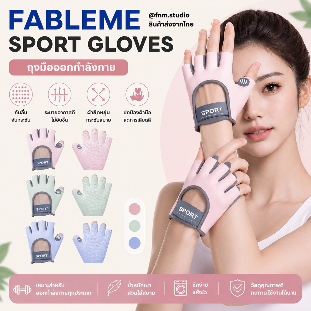 FABLEME ✨ SPORT GLOVES ถุงมือพิลาทีส ถุงมือกันลื่น